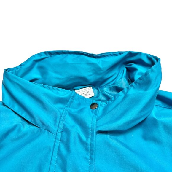 Womens Jacket Size 4X Teal Lightweight Hooded Adjustable Waist Snap Closures - Picture 4 of 7